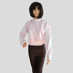 Halfheart Cropped Sweatshirt Sweater Pink Tie Dye long sleeve T32